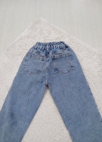 5 Yaş Beden mavi Renk Kız Çocuk Gri Loose Fit Denim Pantolon