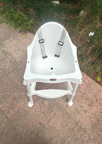  Beden Beyaz ve Gri Bebek Mama Sandalyesi