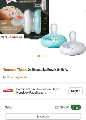  Beden Tommee Tippee Gece Parlayan Emzik 6-18 ay