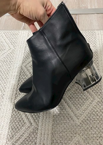 Siyah Deri Stiletto Topuklu Kadın Bot - Görsel 2