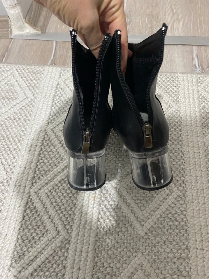 Siyah Deri Stiletto Topuklu Kadın Bot - Görsel 3