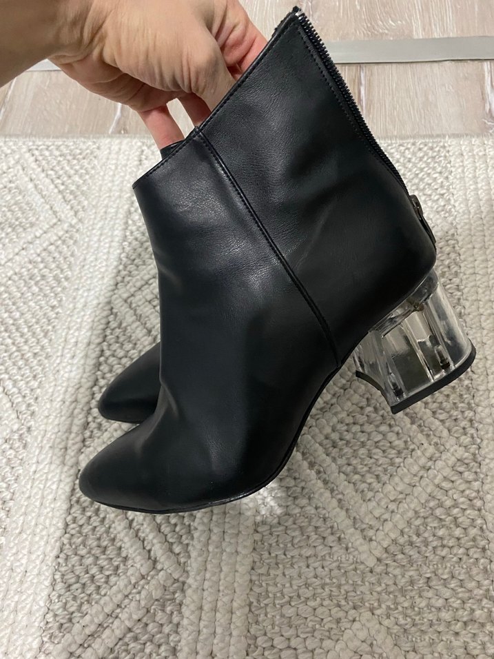 Siyah Deri Stiletto Topuklu Kadın Bot - Görsel 2