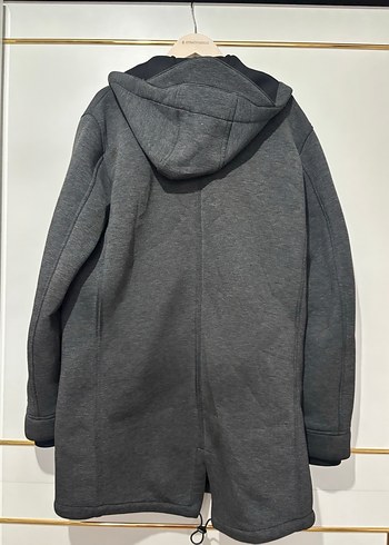 Zara Gri Kapüşonlu Erkek Midi Mont - Görsel 7