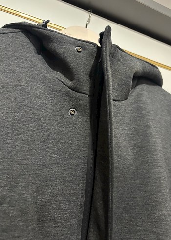 Zara Gri Kapüşonlu Erkek Midi Mont - Görsel 5