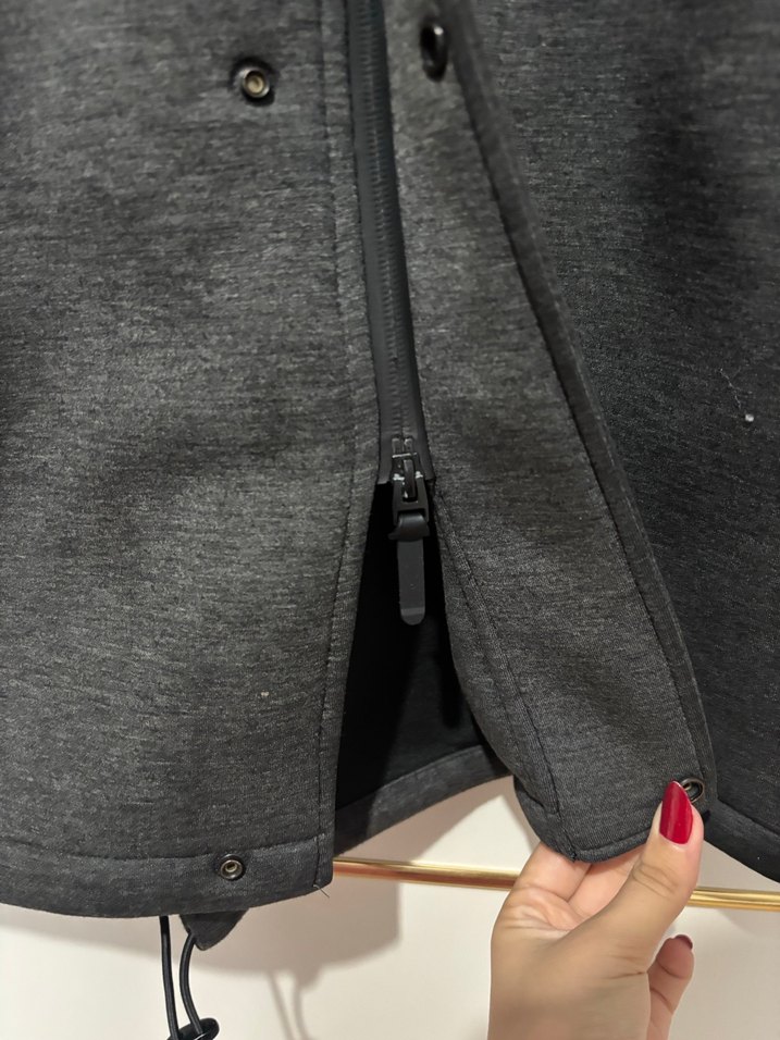 Zara Gri Kapüşonlu Erkek Midi Mont - Görsel 4