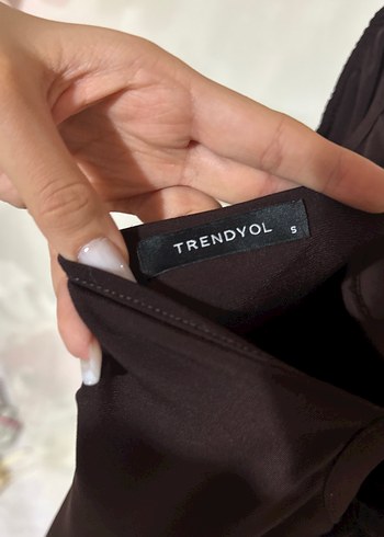 Kahverengi Drapeli Uzun Askılı Elbise - Görsel 4