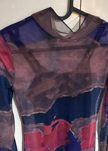 Kadın Uzun Kol Çok Renkli Batik Elbise - Görsel 2