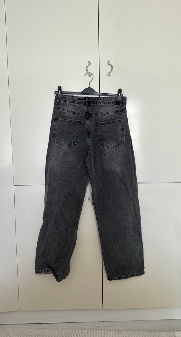 Gri Bol Kesim Baggy Kot Pantolon - Görsel 4