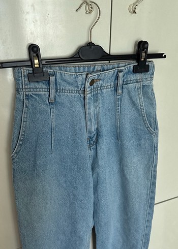 Kadın Mavi Bol Kesim Midi Boy Kot Pantolon - Görsel 2