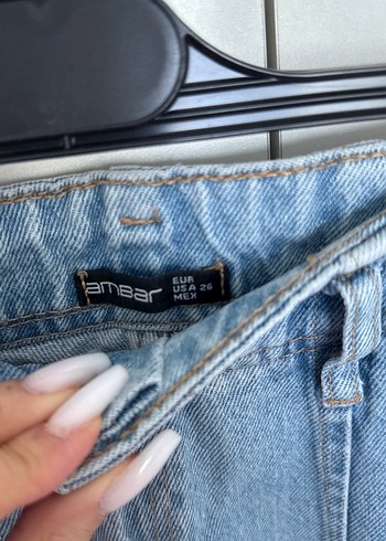 Kadın Mavi Bol Kesim Midi Boy Kot Pantolon - Görsel 3