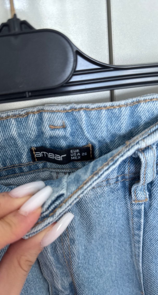 Kadın Mavi Bol Kesim Midi Boy Kot Pantolon - Görsel 3