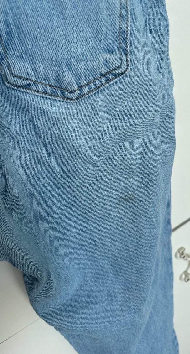 Kadın Mavi Bol Kesim Midi Boy Kot Pantolon - Görsel 5