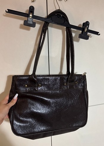 Kahverengi Deri Kadın Omuz Çantası - Görsel 3