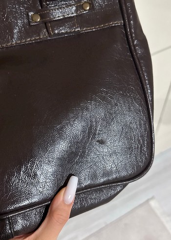 Kahverengi Deri Kadın Omuz Çantası - Görsel 4