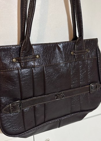 Kahverengi Deri Kadın Omuz Çantası - Görsel 2