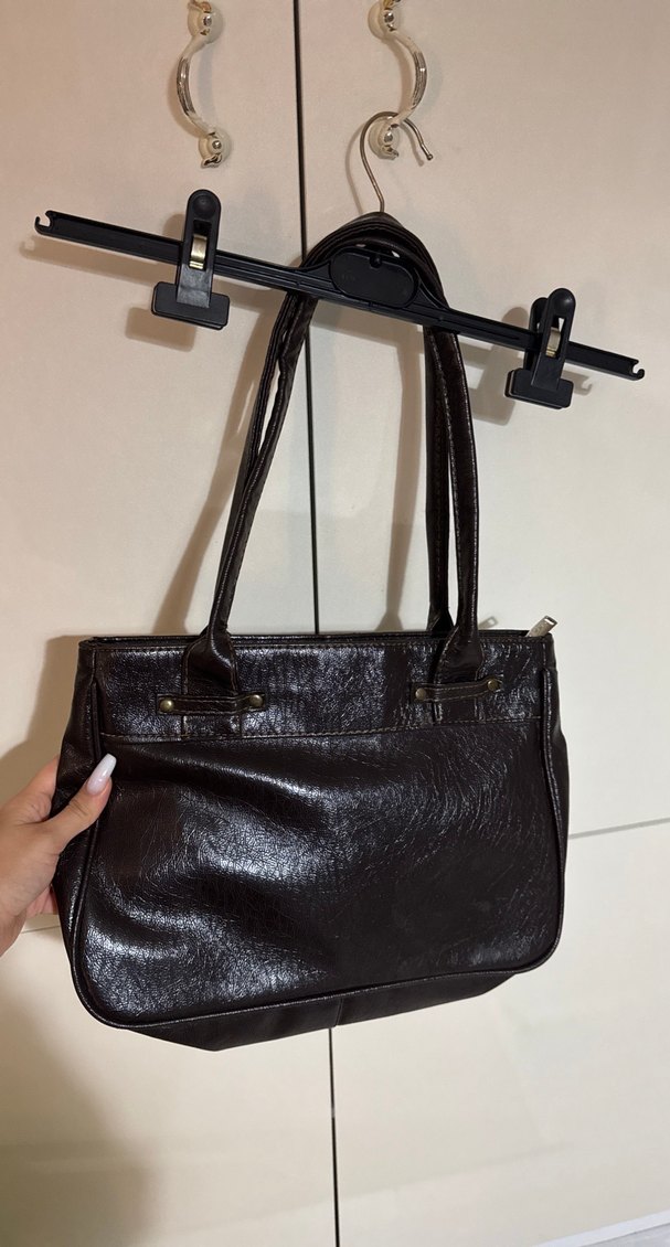 Kahverengi Deri Kadın Omuz Çantası - Görsel 3