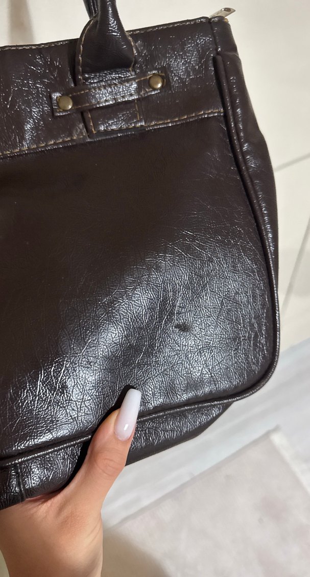 Kahverengi Deri Kadın Omuz Çantası - Görsel 4