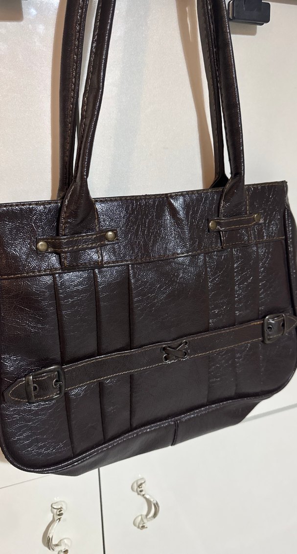 Kahverengi Deri Kadın Omuz Çantası - Görsel 2