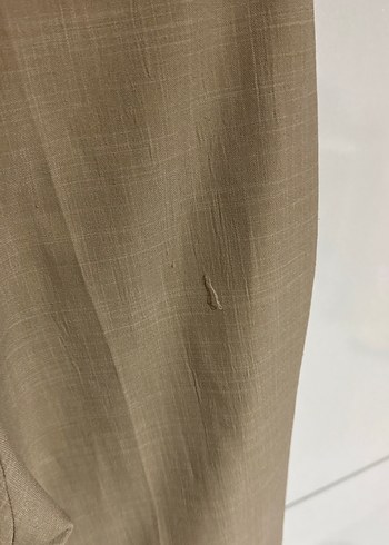 Bej Kadın Keten Kumaş Pantolon - Görsel 4