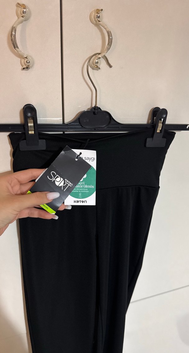 Siyah Spor İspanyol Paça Tayt - Görsel 3