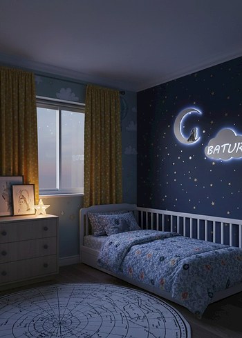 Bebek Odası Ay  Bulut Duvar Dekoru BATUR / Ahşap İsimlik Panosu - Görsel 2