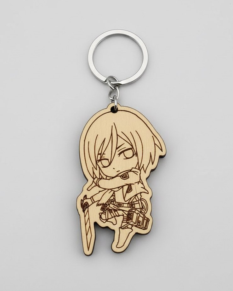 Mikasa Ackerman  Attack on Titan Ahşap Anahtarlık - Görsel 2