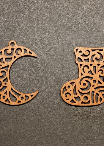 El Yapımı Ahşap Yılbaşı Süsleri  4'lü Set - Görsel 2