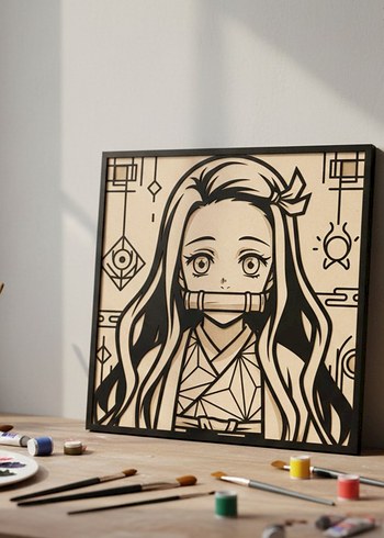 Nezuko Kamado Ahşap Lazer Kazıma Tablo 20x20 - Görsel 5