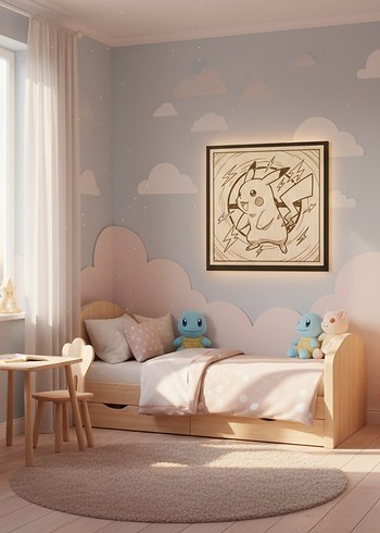 Pikachu Ahşap Tablo 20x20 cm - Görsel 3