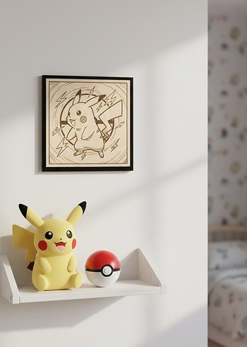 Pikachu Ahşap Tablo 20x20 cm - Görsel 2