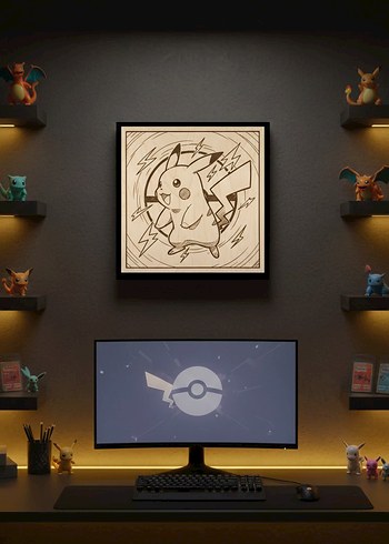 Pikachu Ahşap Tablo 20x20 cm - Görsel 4