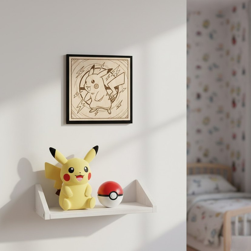 Pikachu Ahşap Tablo 20x20 cm - Görsel 2