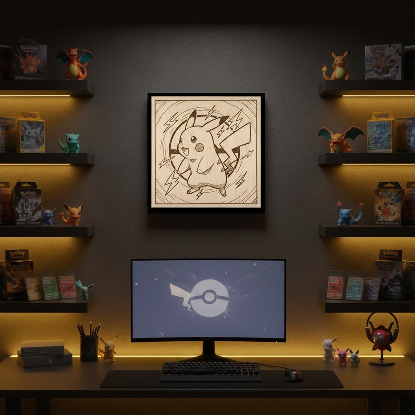 Pikachu Ahşap Tablo 20x20 cm - Görsel 4