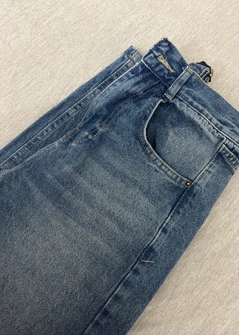 Zara Gri Mavi Kadın Denim Regular Fit baggy jean
