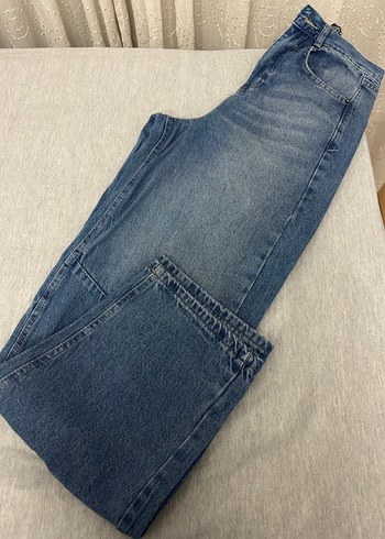 Gri Mavi Kadın Denim Regular Fit baggy jean