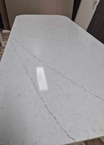 Beyaz Gri Mermer Desenli Modern Masa Örtüsü - Görsel 3