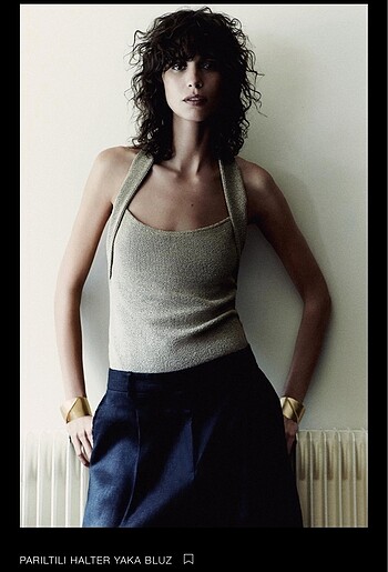 ZARA PARILTILI HALTER YAKA BLUZ