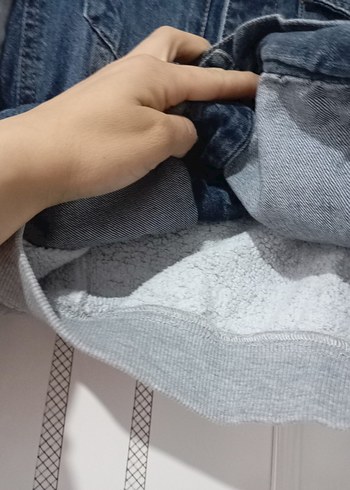 8 Yaş Beden Gri Kollu Düğmeli Erkek Kot Ceket