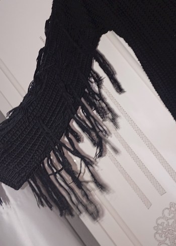 Siyah Uzun Kollu Örgü Kadın Kazak - Görsel 2