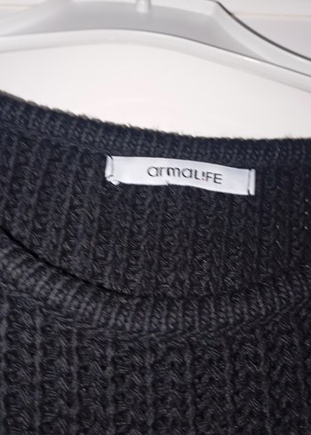 Siyah Uzun Kollu Örgü Kadın Kazak - Görsel 3