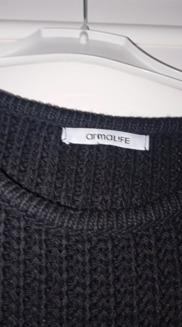 Siyah Uzun Kollu Örgü Kadın Kazak - Görsel 3