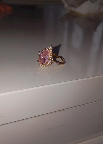 Pembe Taşlı Parlak Kadın Yüzük - Görsel 2