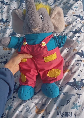 Renkli Giysili Gri Fil Peluş Oyuncak - Görsel 4