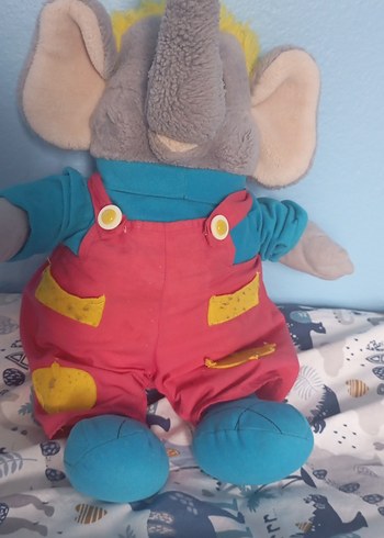 Renkli Giysili Gri Fil Peluş Oyuncak - Görsel 2