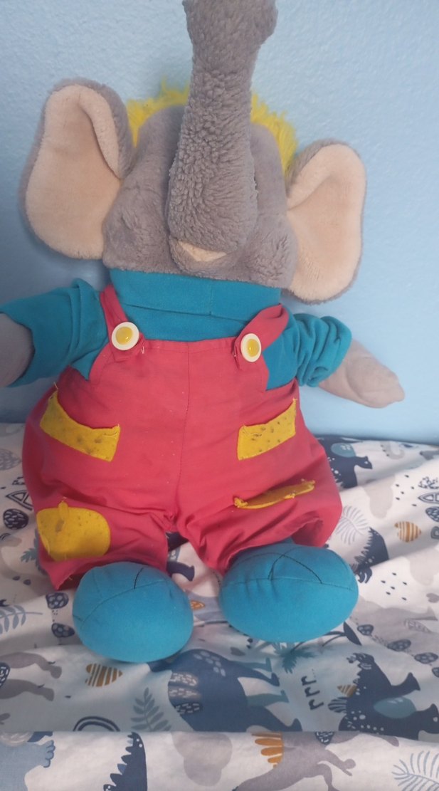 Renkli Giysili Gri Fil Peluş Oyuncak - Görsel 2