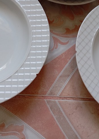 Beden beyaz Renk Beyaz Desenli Yemek Tabağı Seti