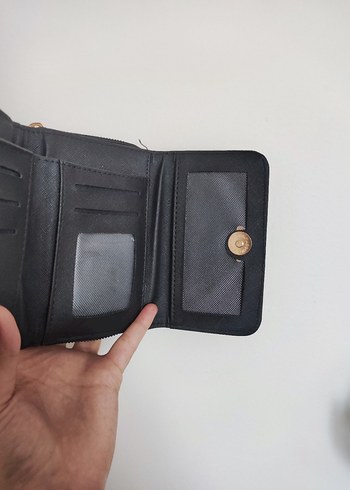 Beden siyah Renk Deri Siyah Yılan Desenli Fermuarlı Kadın Cüzdanı