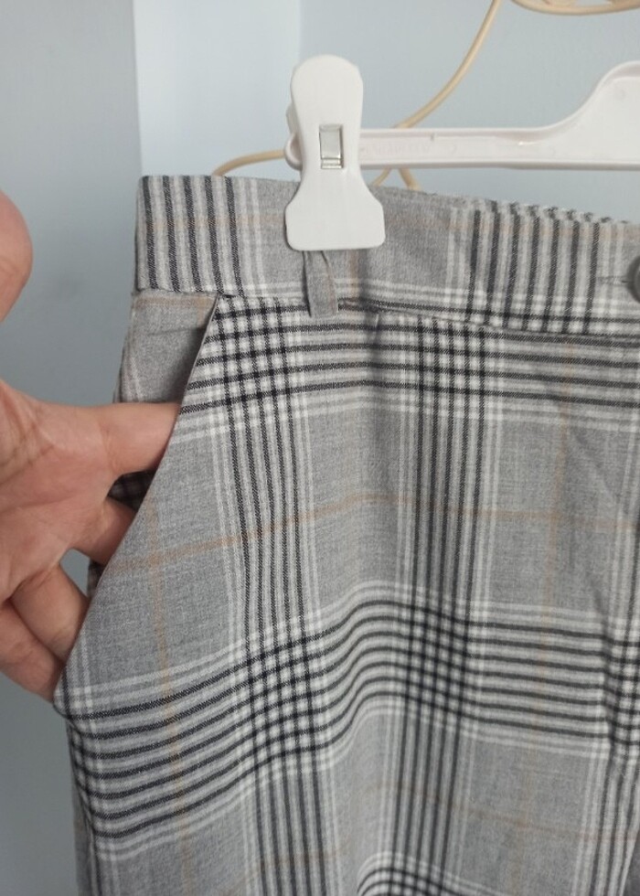 Gri Ekose Şık Pantolon - Görsel 4