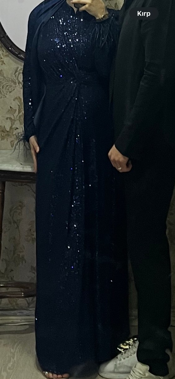 Parlak Mavi Drapeli Uzun Kadın Abiye Elbise - Görsel 3