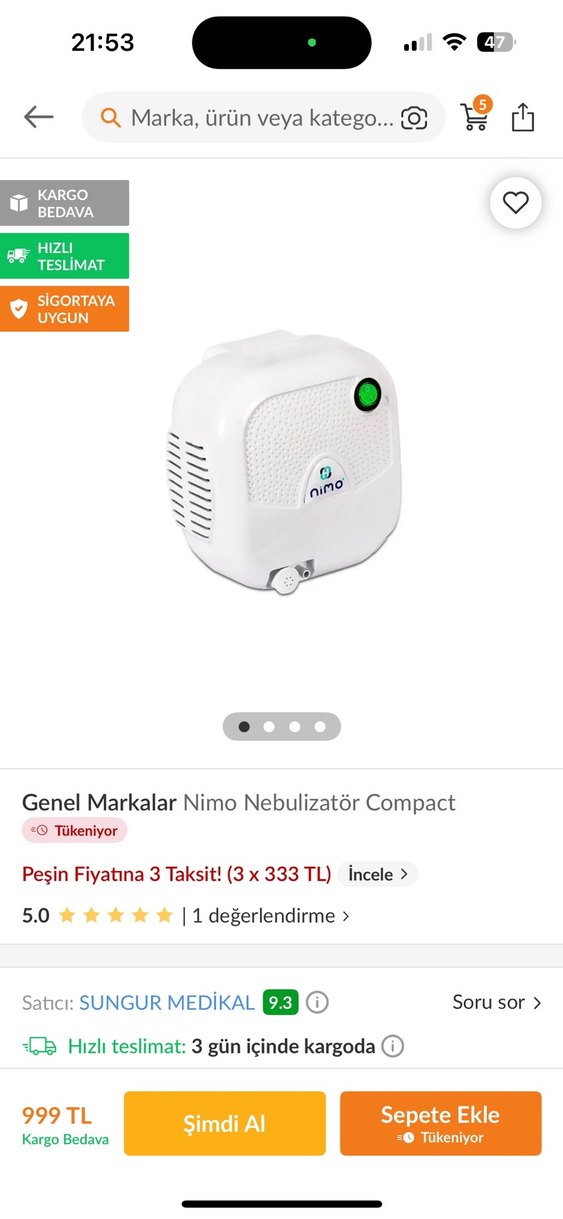 Nebulizatör Hava Çocuk - Görsel 5